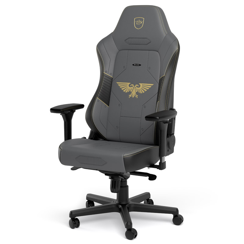 The image shows the noblechairs HERO Gaming Chair - Warhammer 40,000 Edition.