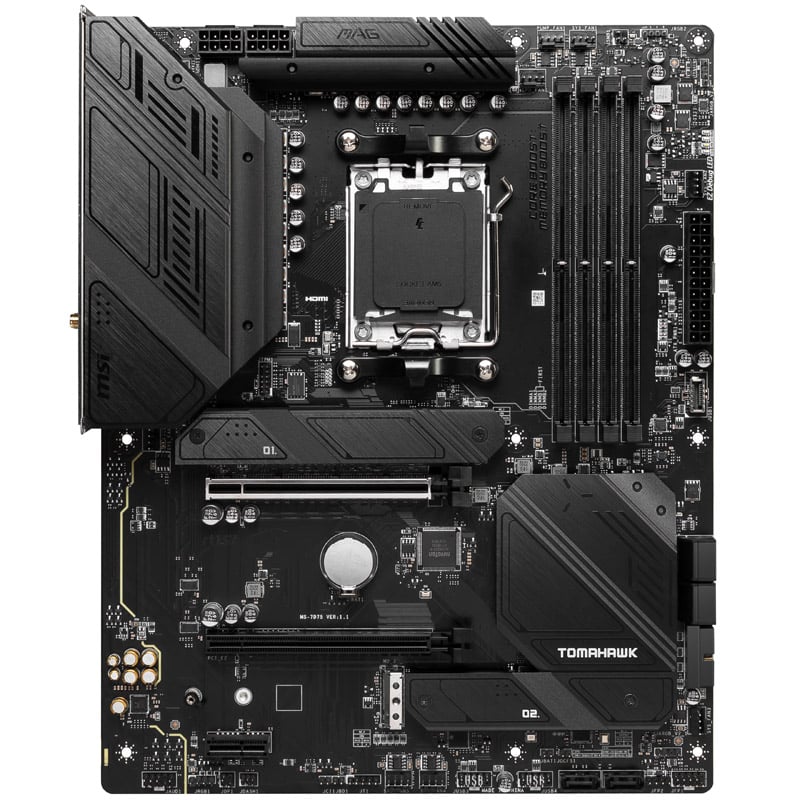 Das Bild zeigt das MSI MAG B650 Tomahawk WiFi Mainboard.