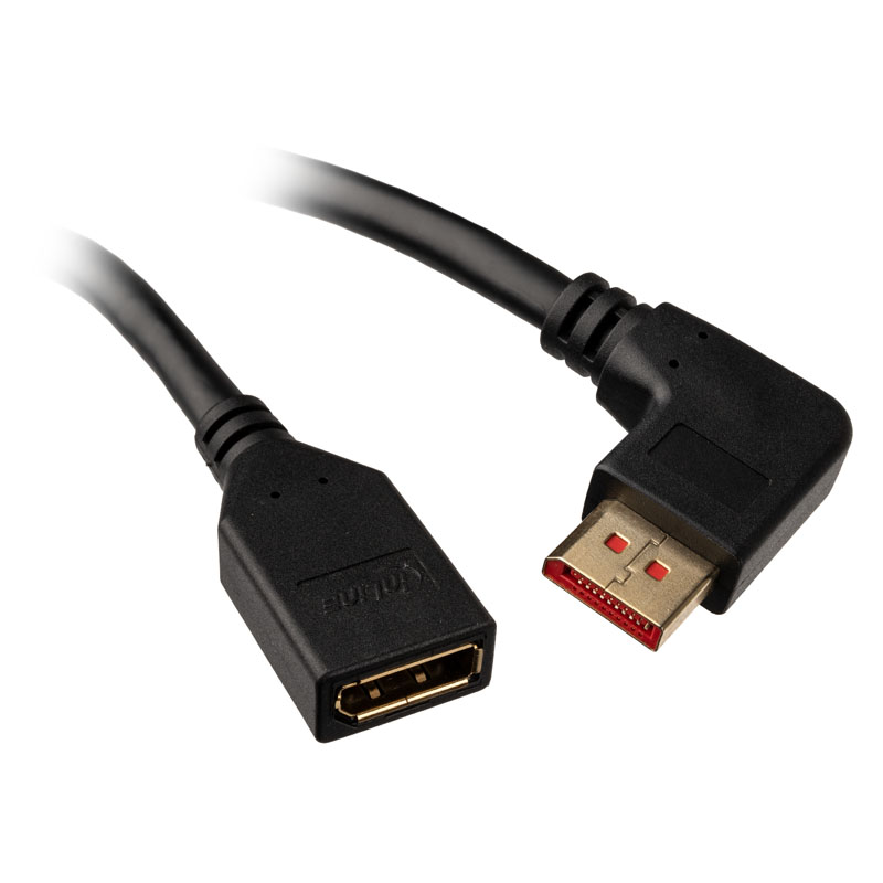 InLine® Cavo Adattatore DisplayPort 1.4 Femmina-Dritto A Maschio-Angolo Destro - 8K4K, 0,15m, Nero/Oro, Contatti Dorati