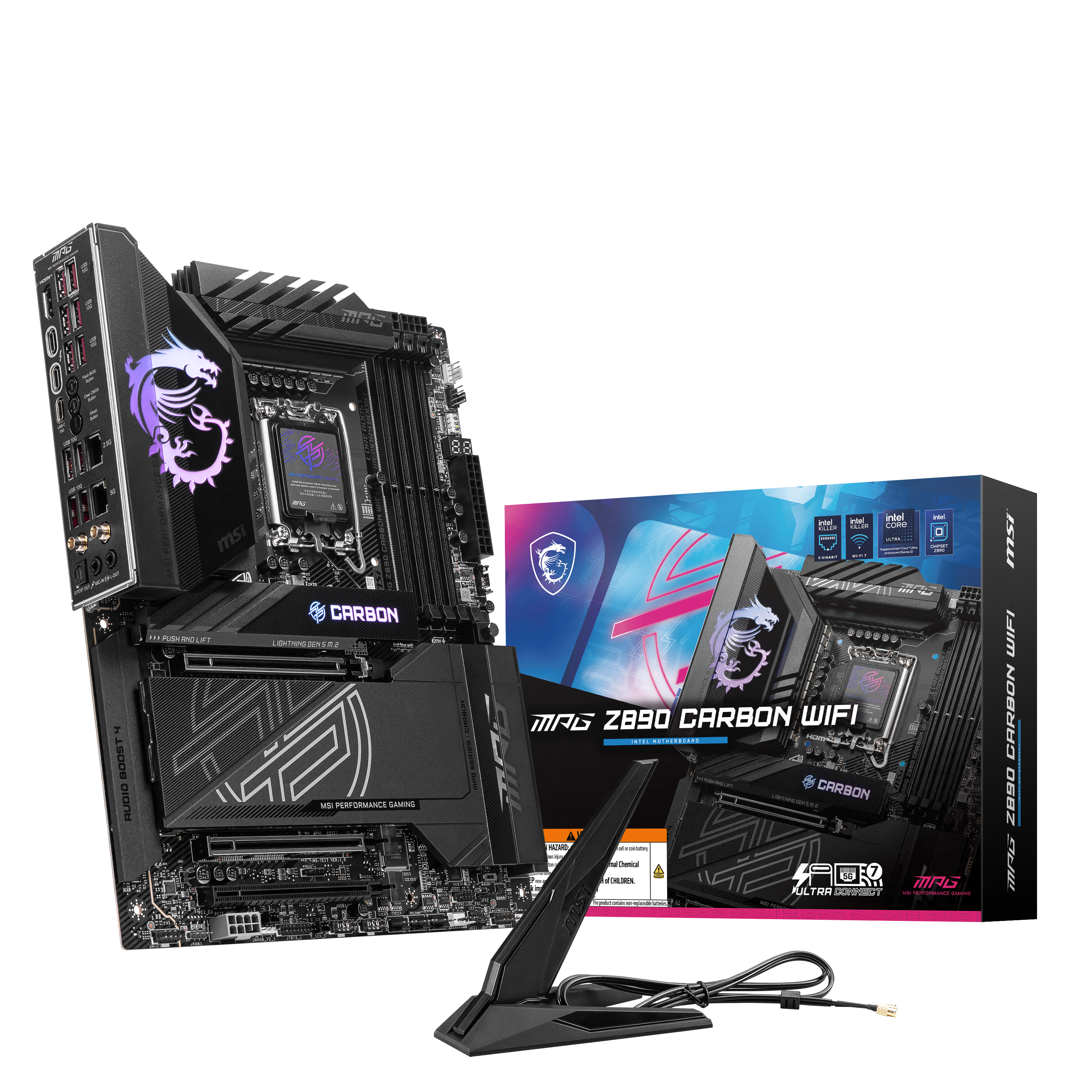 MSI Carbon マザーボード LGA 1851 Z890 MSI MPG Z890 Carbon WIFI Mainboard, Sockel LGA 1851, Intel Z890