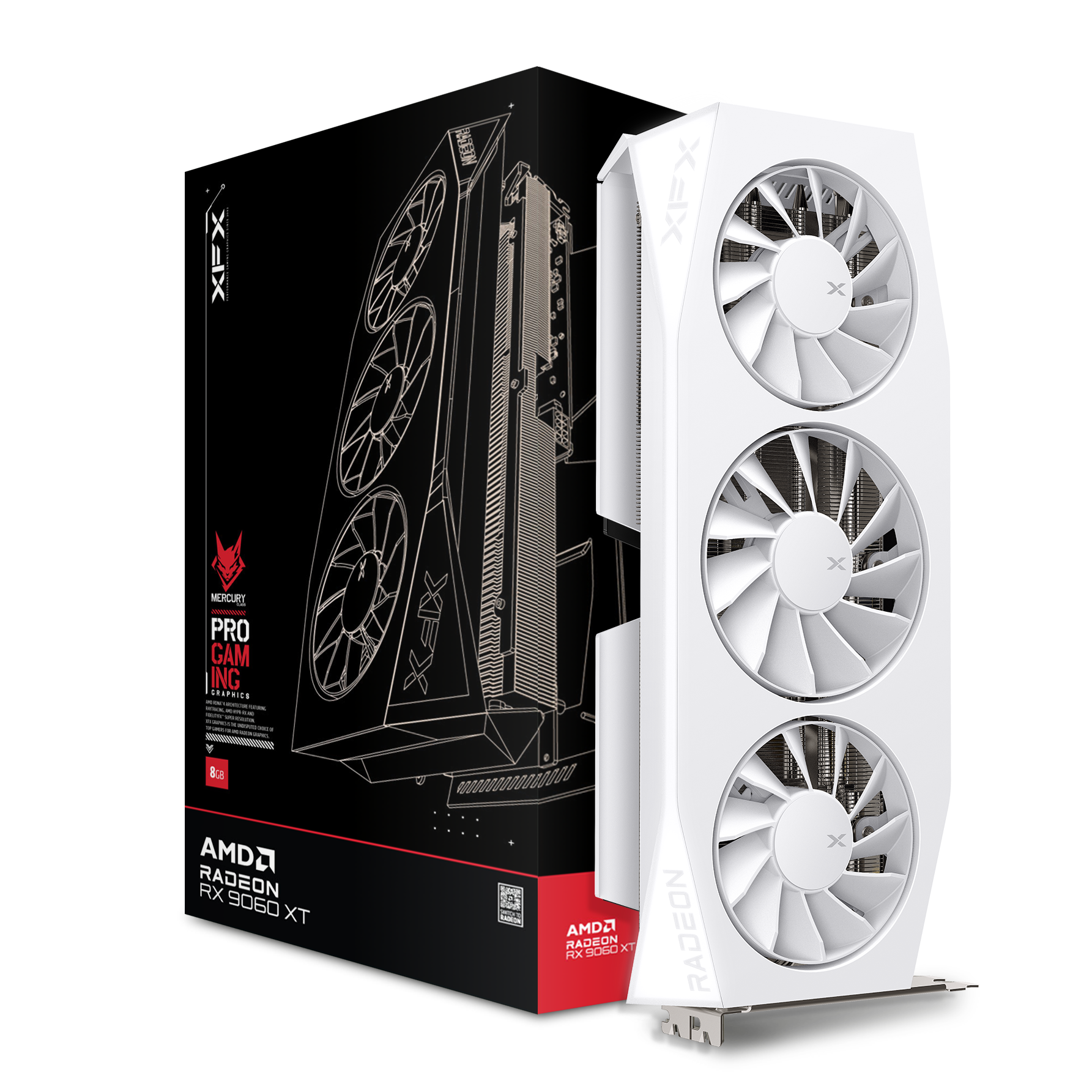 XFX Mercury Radeon RX 9060 XT OC White Gaming Edition Graphics Card ...