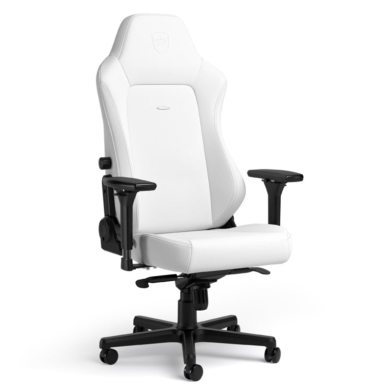 The image shows the noblechairs HERO Gaming Chair - White Edition.