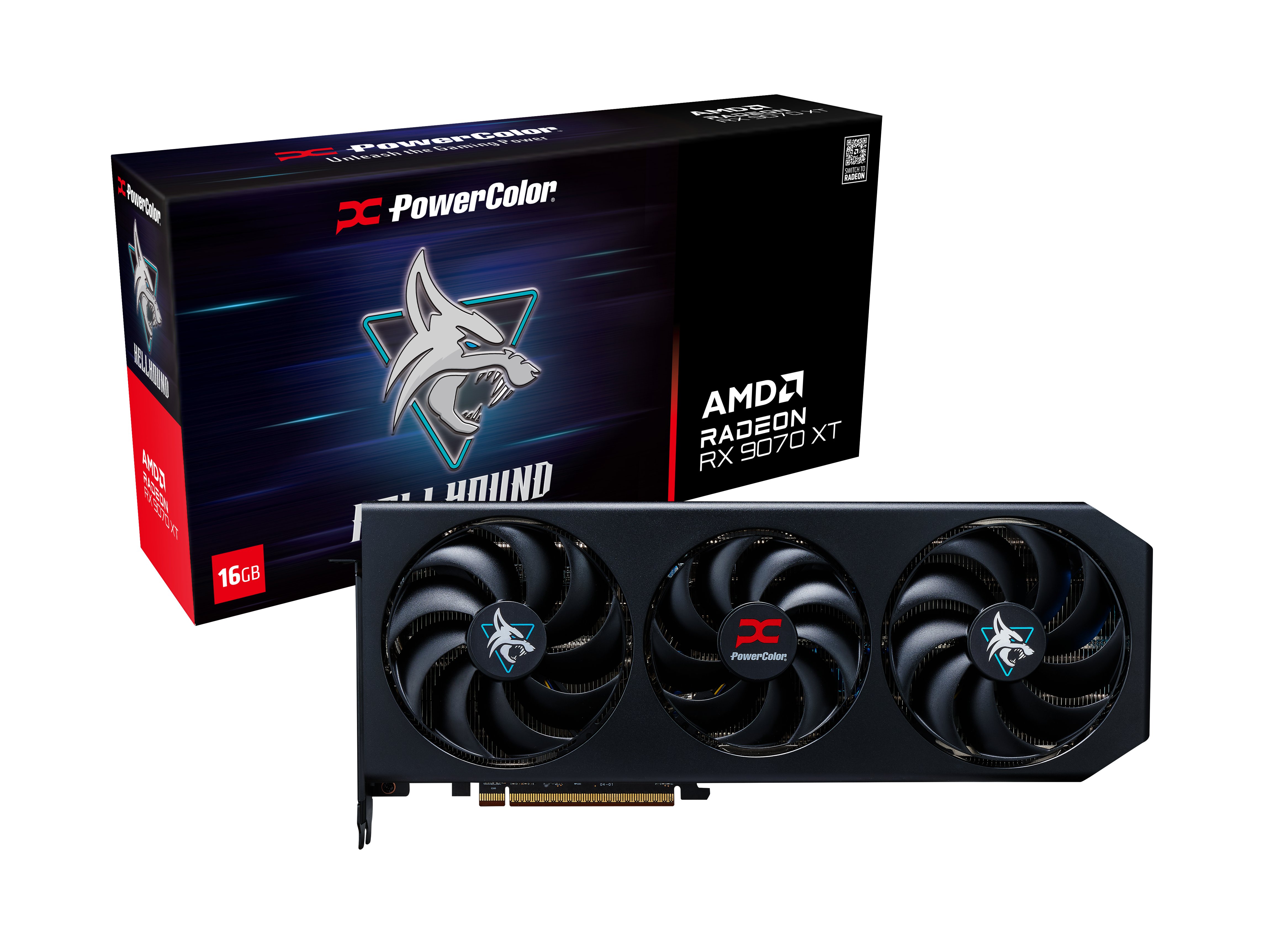 PowerColor Hellhound Radeon RX 9070 XT OC Graphics Card, 16384 MB GDDR6