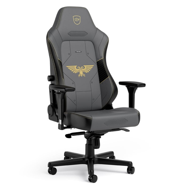The image shows the noblechairs HERO Gaming Chair - Warhammer 40,000 Edition.