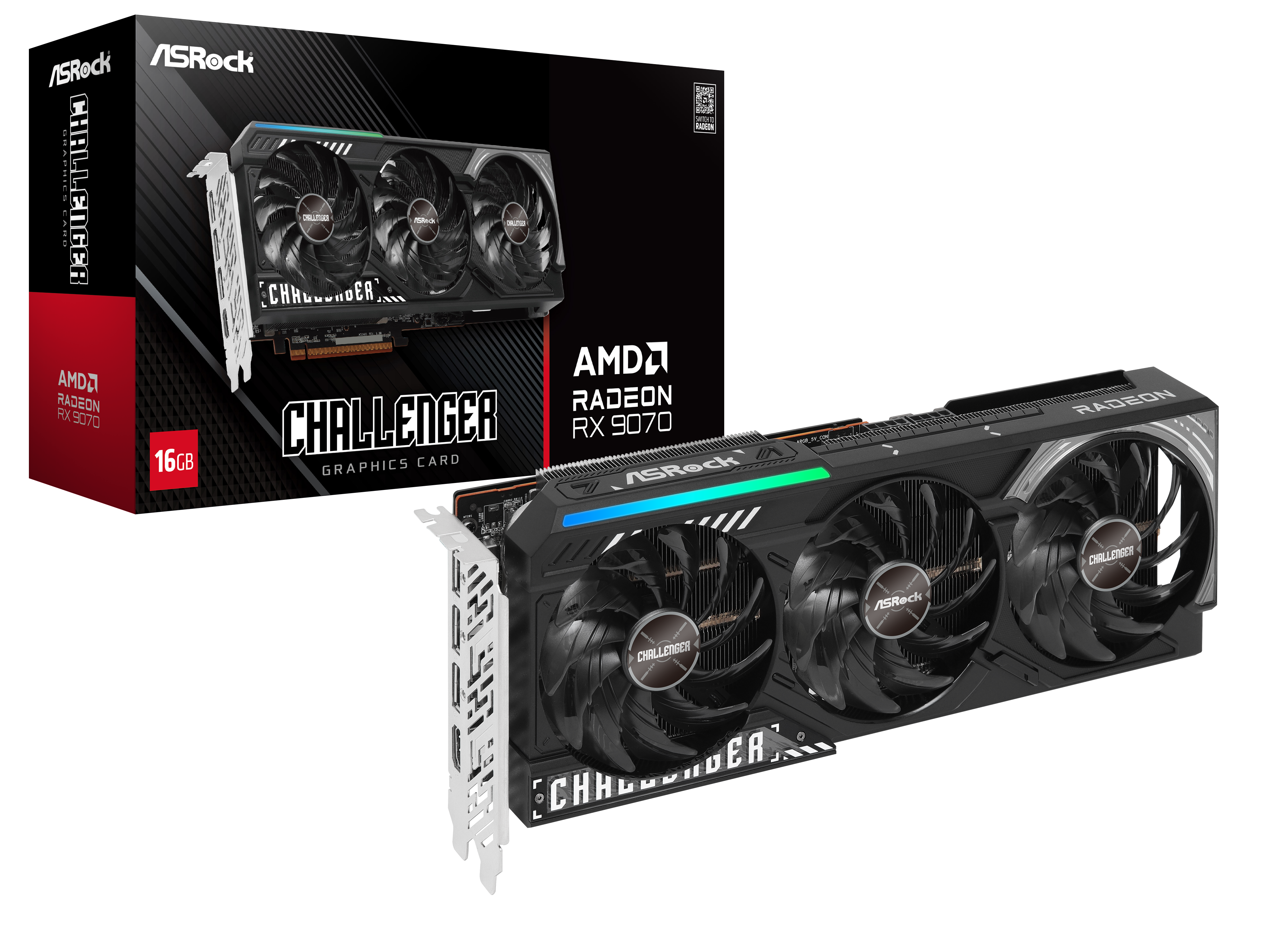 ASrock Radeon RX 9070 Challenger graphics card, 16384 MB GDDR6
