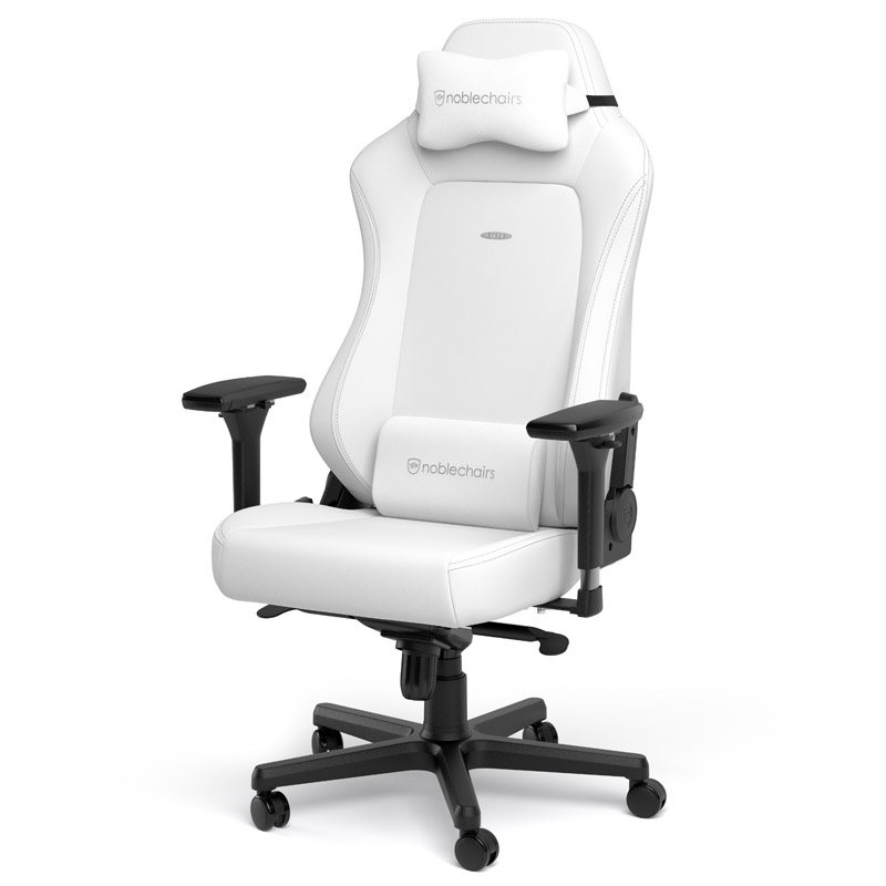The image shows the noblechairs HERO Gaming Chair - White Edition.