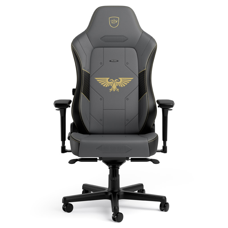 The image shows the noblechairs HERO Gaming Chair - Warhammer 40,000 Edition.