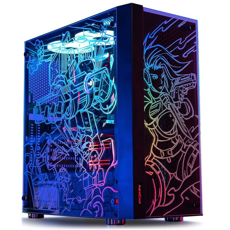 Das Bild zeigt den Aerocool Skribble Midi-Tower in Schwarz.