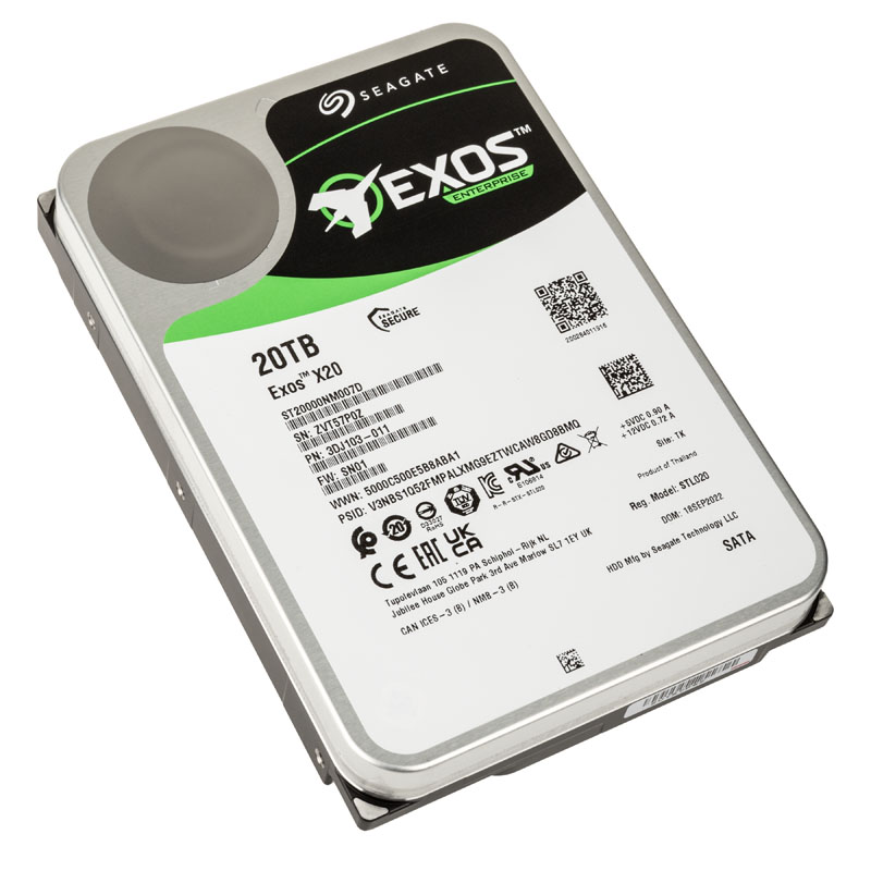 Seagate Exos X20 HDD, SATA 6G, 7200 RPM, 3.5-inch - 20 TB