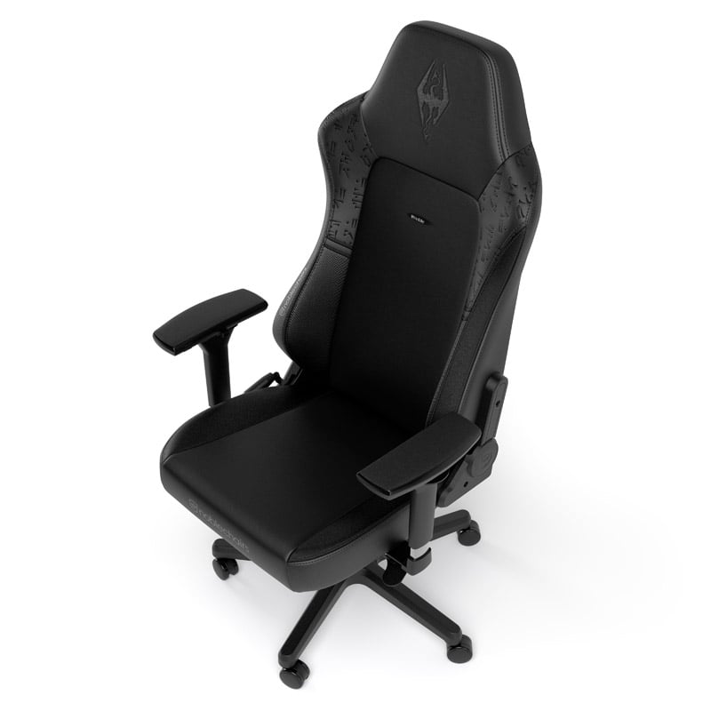 The image shows the noblechairs HERO Gaming Chair - The Elder Scrolls V: Skyrim 10th Anniversary Edition Edition.