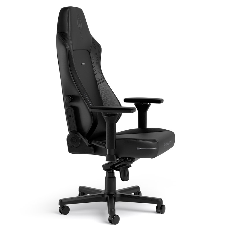 The image shows the noblechairs HERO Gaming Chair - The Elder Scrolls V: Skyrim 10th Anniversary Edition Edition.